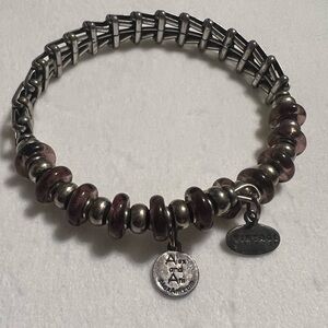 Alex and Ani Silver Wrap Bracelet with Purple Beads